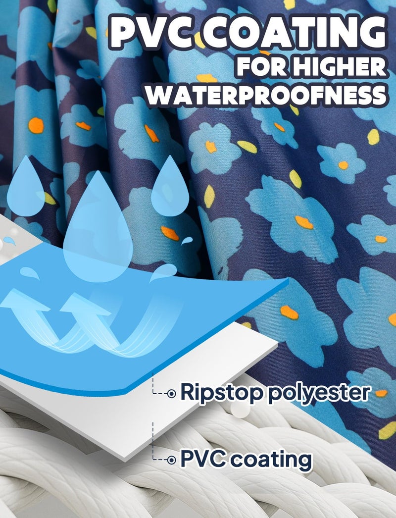 ANYOO Waterproof Rain Poncho Lightweight Reusable Hiking Hooded Coat Jacket for Outdoor Activities(Blue Flower) One Size - Image 3